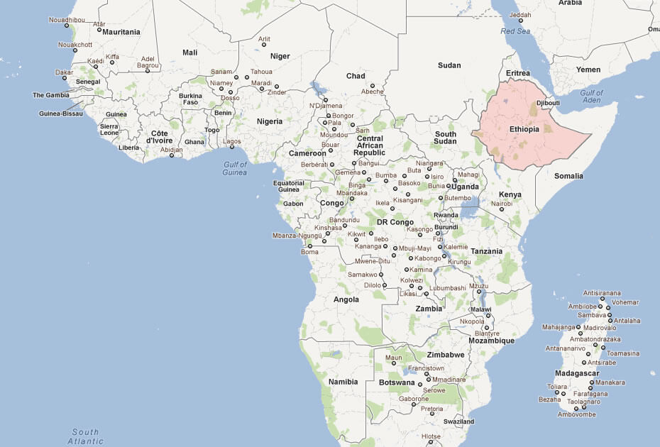 map of ethiopia africa